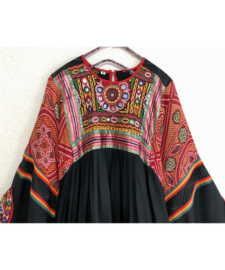 70's mirror work embroidered dress