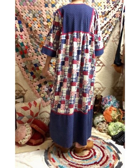 patchwork print dress