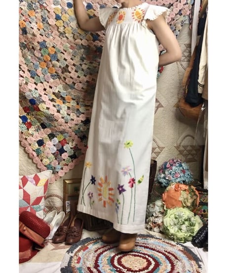 1970's hand embroidered one-piece