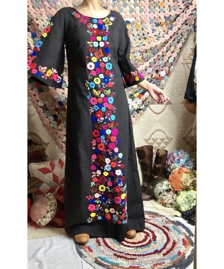 60-70's hand embroidered mexican dress