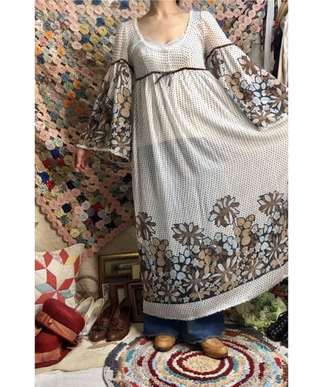 botanical flare sleeve one-piece