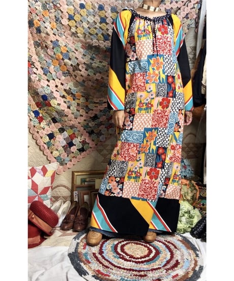1960-70's patchwork print one-piece