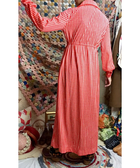 70s checkered polyester dress