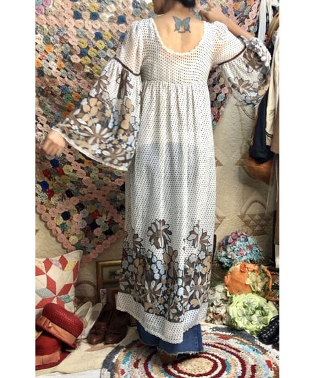 botanical flare sleeve one-piece