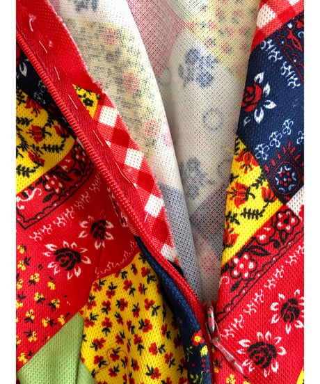 70's patchwork print dress
