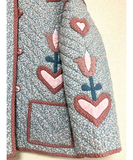 patchwork heart motif quilting jacket