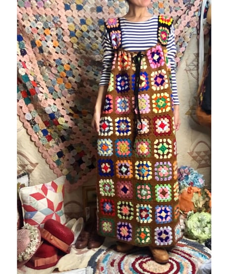 granny square one-piece brown