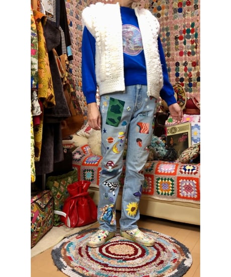 hand painted denim pants