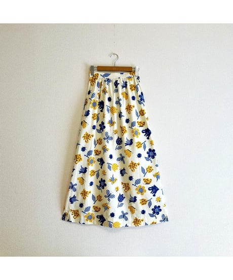 70s butterfly & flower print skirt