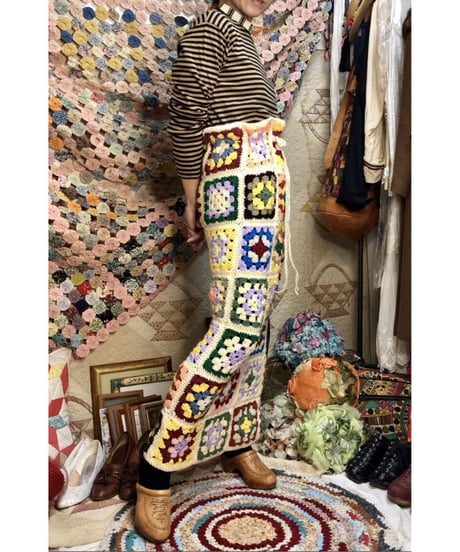 granny square skirt beige