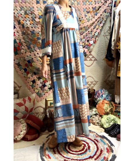 70's patchwork print dress