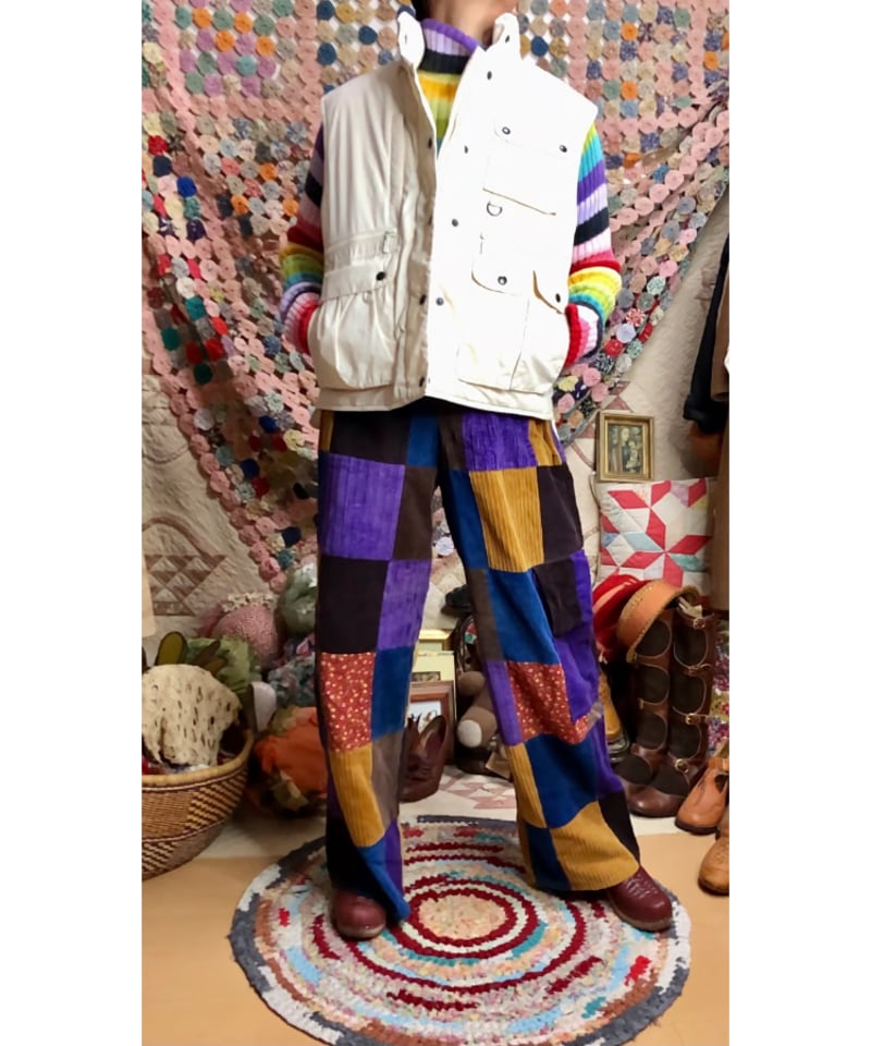 corduroy patchwork pants | Quilt