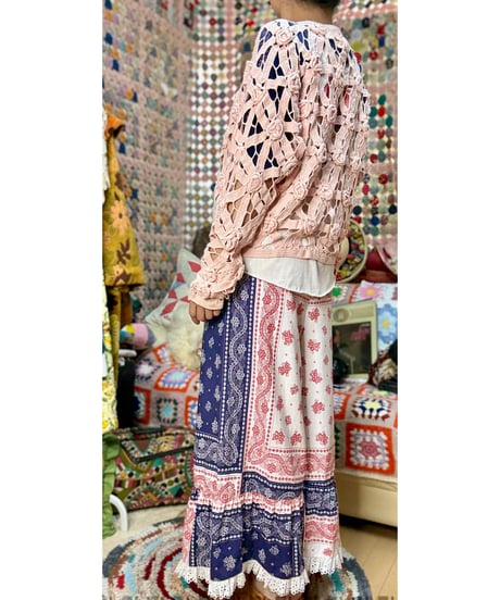 70s bandanna print wide leg pants