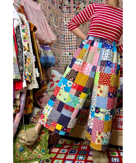 patchwork super wide leg pants
