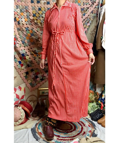 70s checkered polyester dress