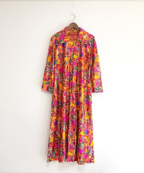 70s  psychedelic flower dress