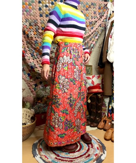 70s quilting flower skirt