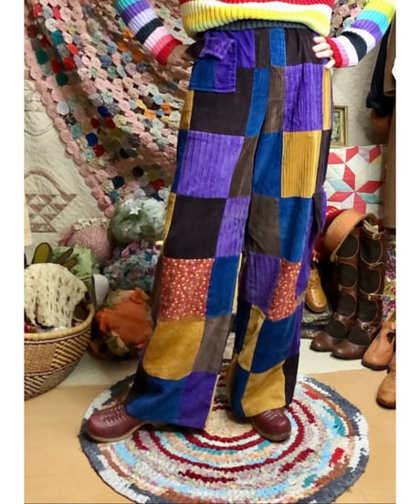 corduroy patchwork pants