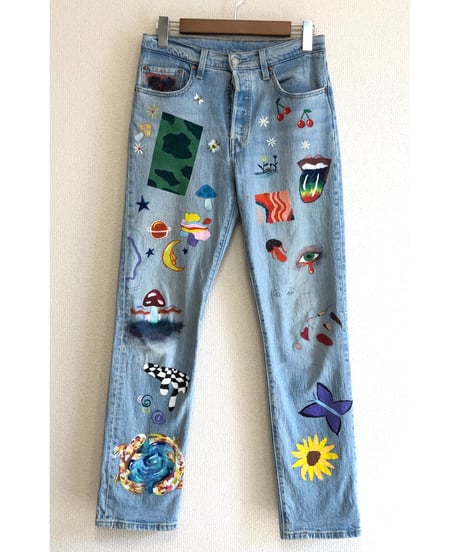 hand painted denim pants