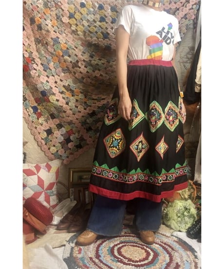 hand embroidered mirror work skirt