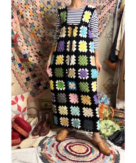 granny square one-piece black