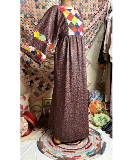 70's patchwork print dress