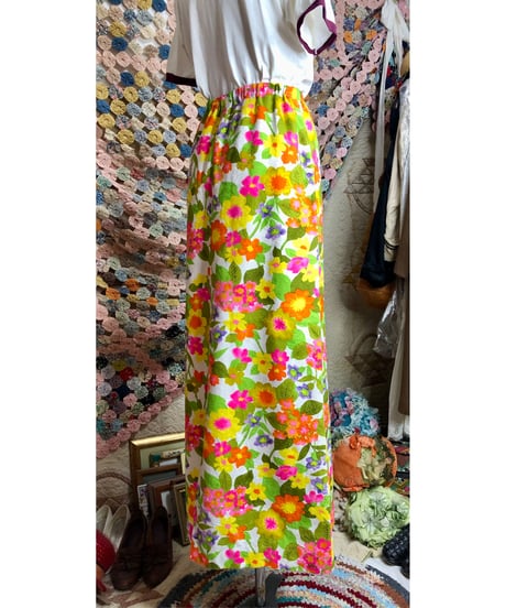 60-70's hawaiian flower skirt
