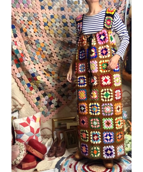granny square one-piece brown