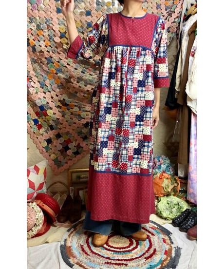 patchwork print dress