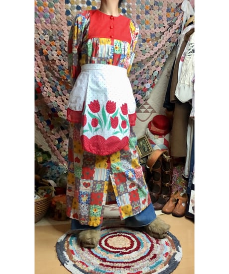 50s tulip motif half apron