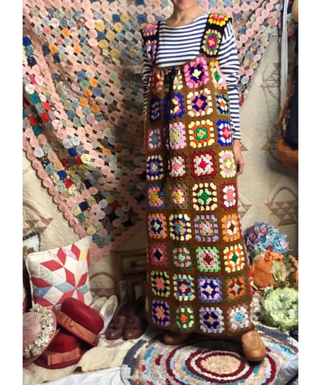 granny square one-piece brown