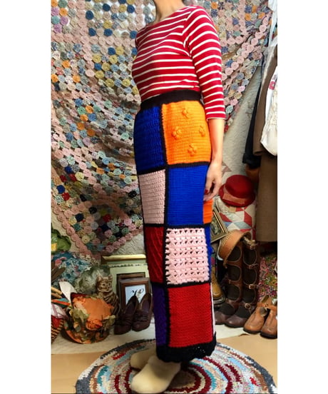 hand knit colorful skirt