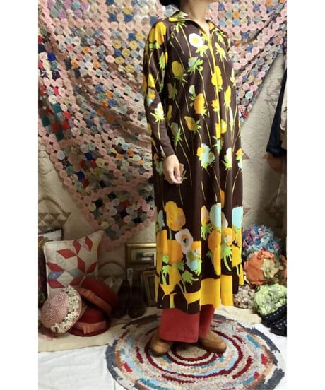 70's flower easy dress