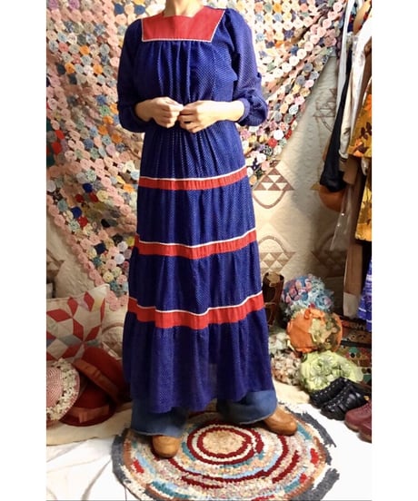 70's polka dots tiered dress