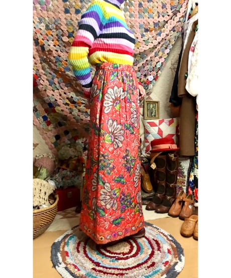 70s quilting flower skirt
