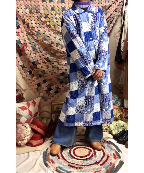 patchwork print quilting coat