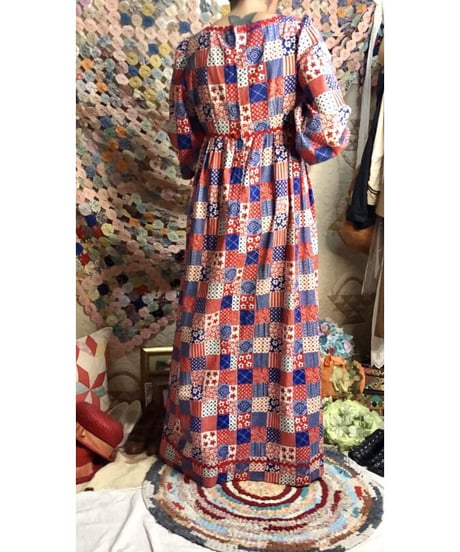 70's patchwork print one-piece