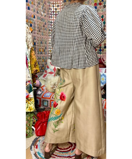 hand embroidered super wide leg pants