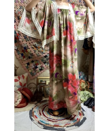 60-70's flower lace dress