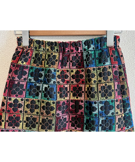 70s embroidered quilting skirt