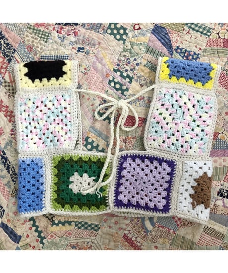 granny square vest beige
