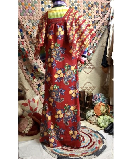 70's flower cotton dress