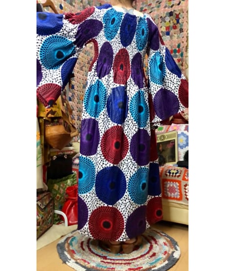 flare sleeve batik dress