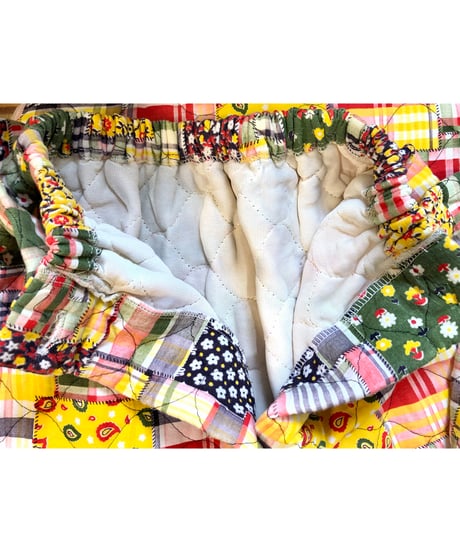 70s patchwork print quilted skirt