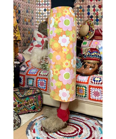 flower print gaucho pants（70s fabric）A