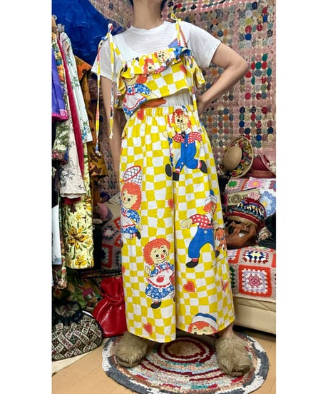 Raggedy Ann & Andy super wide leg pants（70s fabric）
