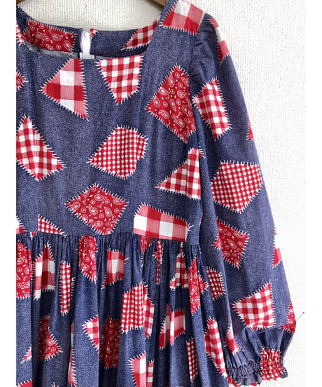70s patch print dress