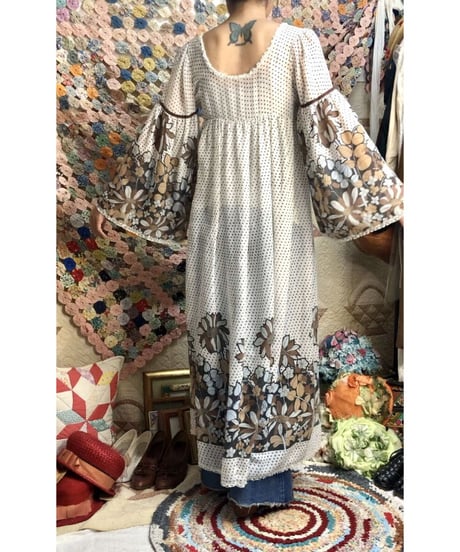 botanical flare sleeve one-piece