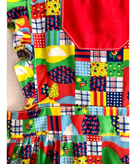 70s patchwork print apron dress