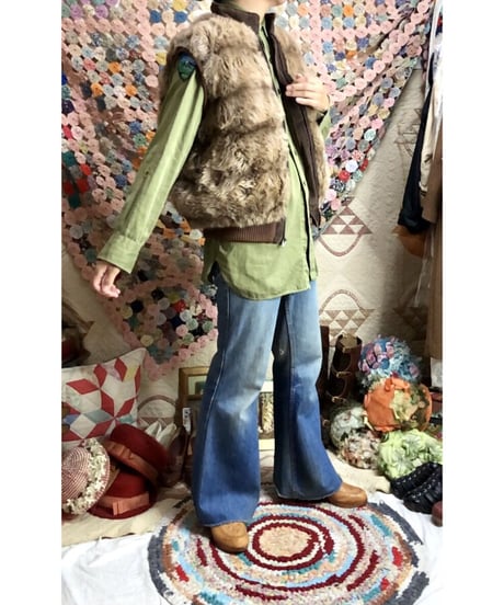 70-80's hansa branta by stearns faux fur down vest
